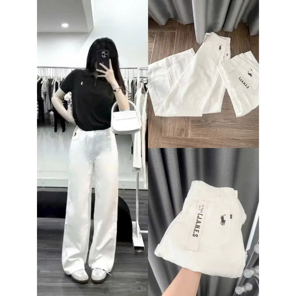 Quần jean bò kaki ống rộng suông xuông nữ jeans cạp cao phong cách style ms814