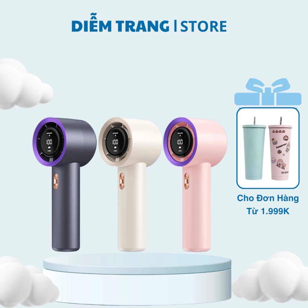 Quạt mini cầm tay siêu mạnh có màn hình led - Quạt turbo phản lực dung lượng lớn siêu khỏe