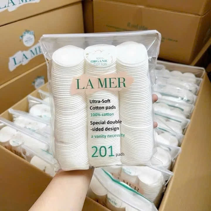 COMBO 5 Gói Bông Tẩy Trang LAMER 201 Miếng 100% Cotton Tự Nhiên Chuẩn Hàng Chính Hãng