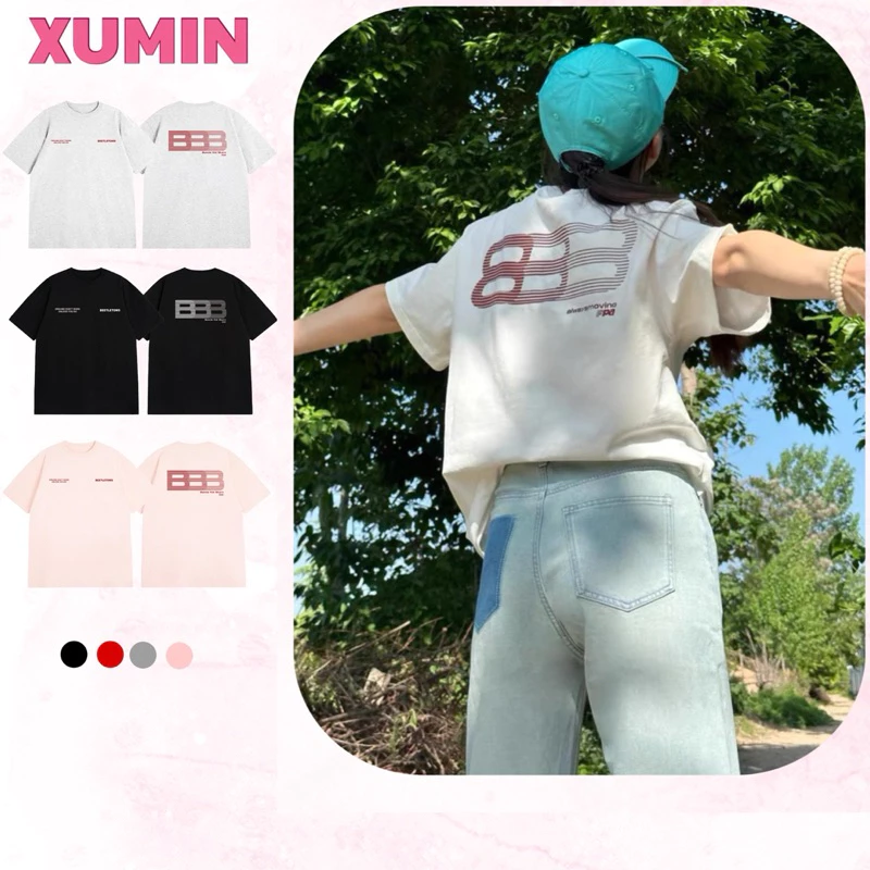 Áo Thun Boxy Vải Cotton co giãn 2 chiều Dáng Rộng Nam Nữ In Chữ 2 Mặt " BBB"