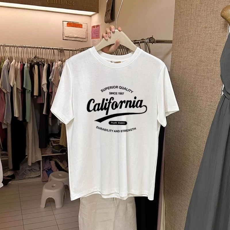 Áo thun nữ dáng vừa chất đẹp, áo phông nữ girl phố COTTON 100% mềm mịn, in chữ CALIFORNIA