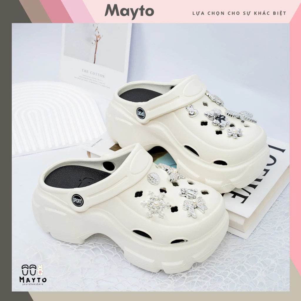 Dép nữ đế cao, dép sục Mayto kèm 10 charm Bông tuyết lấp lánh cá tính năng động CS-142
