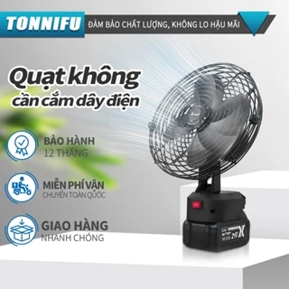 Máy quạt tích điện pin lithium Tonnifu 21V dùng chung pin phổ thông, chất liệu thép sơn tĩnh điện, lồng quạt 8inch
