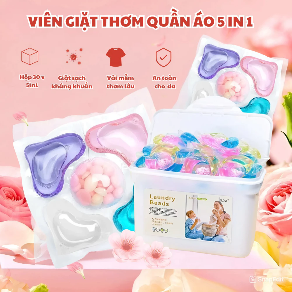 Viên Giặt Xả Quần Áo Hương Nước Hoa Túi Viên Nước Giặt Lưu Hương Dài Lâu Viên Giặt Tự Tan Cho Giặt Máy Và Giặt Tay