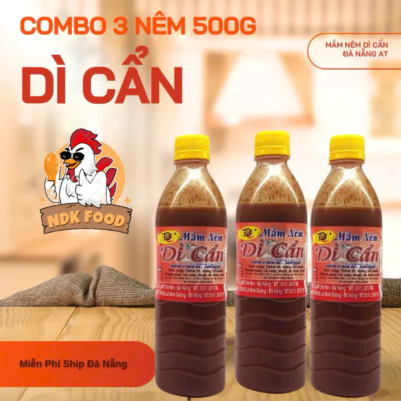 Combo 3 Chai Mắm Nêm Dì Cẩn – Đặc Sản Đà Nẵng, Đậm Đà Hương Vị Truyền Thống chất lượng loại 1