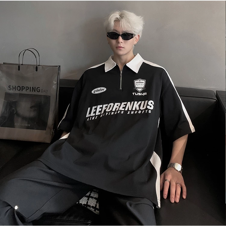 Áo polo LEEFORENKUS unisex nam nữ - Maylinhshop - Cổ bẻ có khóa kéo form rộng