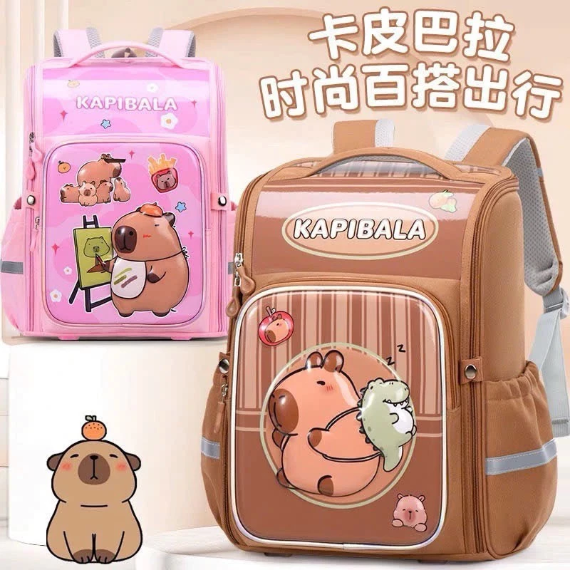 【Hwang】Balo Chống Gù Chống Thấm Nước Cappybara cute phô mai que Hàng Cao Cấp Cho Các Bé ( Lớp 2-6) Mẫu Labubu - Capybara