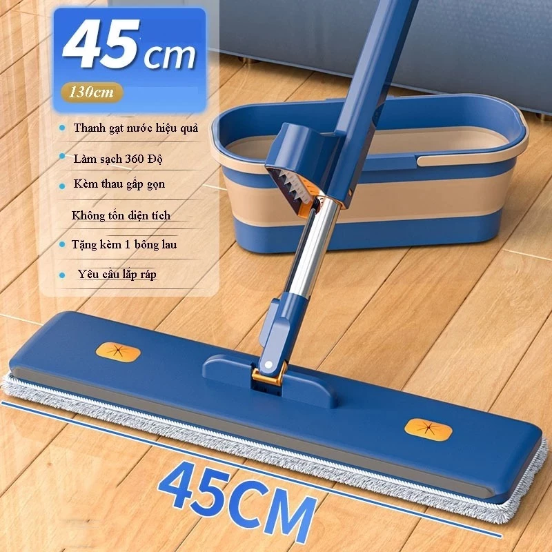 bộ cây lau nhà kèm 4 bông lau kèm xô tự vắt thiết kế mới tự xoay tự vắt 360 ( hot 2026 )
