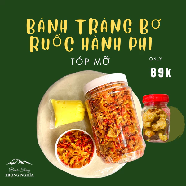 Combo Bánh Tráng Muối Tôm Hành Phi Bơ Tóp Mỡ