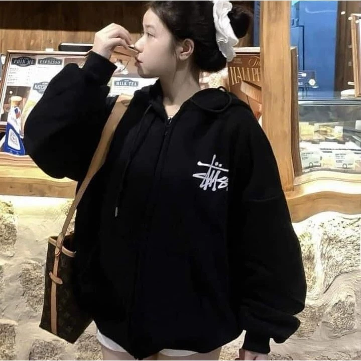 Áo Khoác Hoodie zip/hoodie có mũ 2 lớp, áo sweater cổ tròn Stu.ssyy dày dặn unisex nam nữ mặc đều đẹp