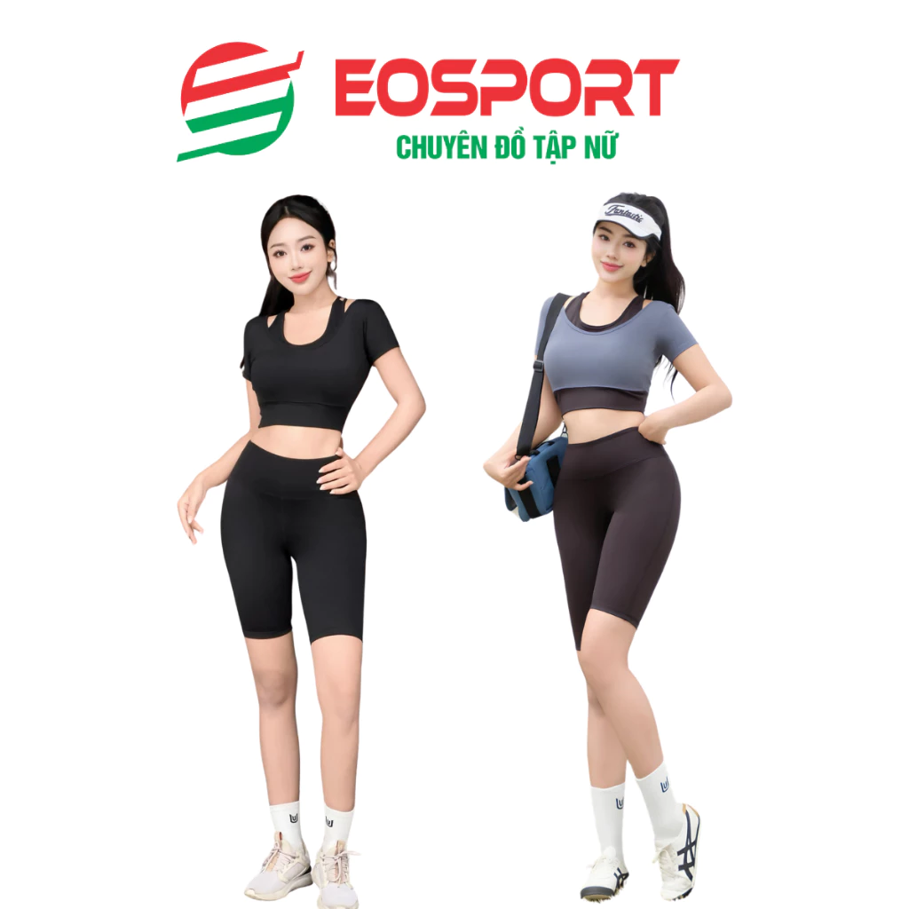 Đồ Tập Gym Yoga Aerobic Nữ Áo Cộc Tay Quần Ngố Phối Màu Có Mút Chất Liệu Thun Lạnh Co Giãn 4 Chiều- NG27