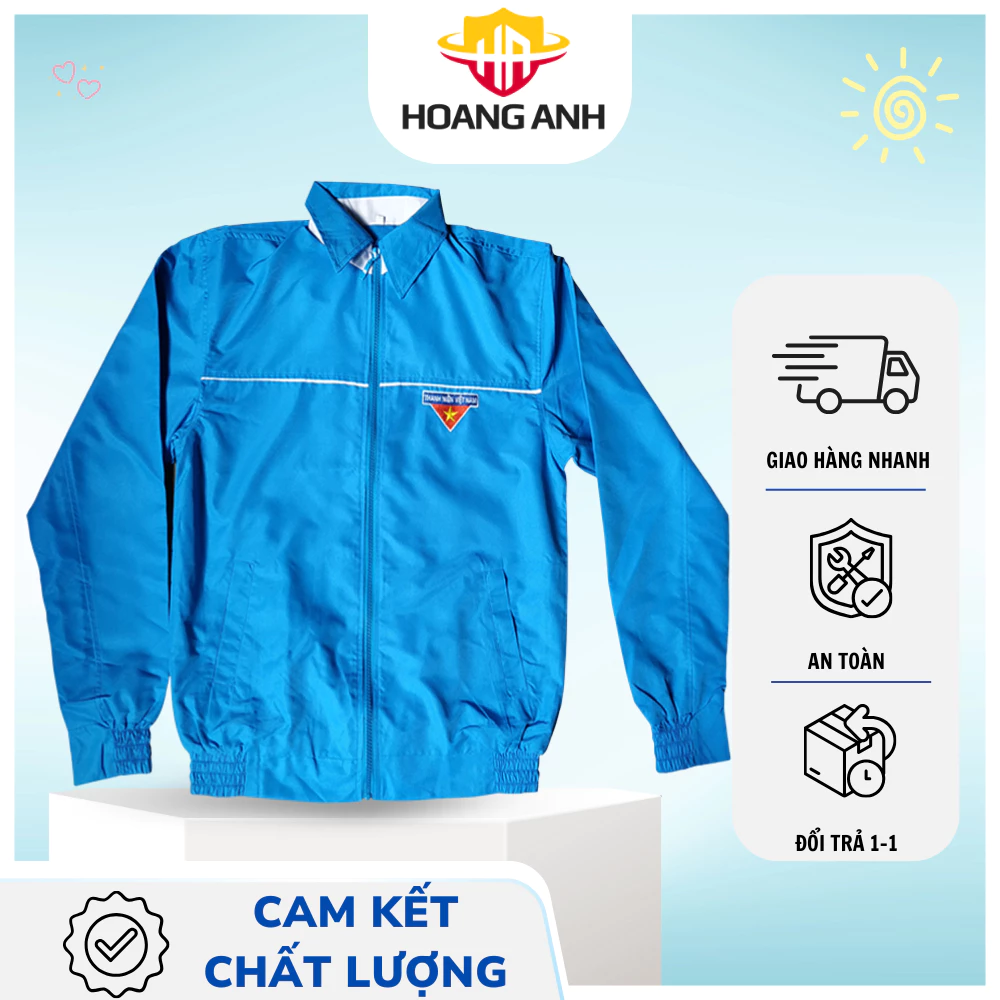 Áo khoác gió Đoàn Thanh niên Việt Nam, chất liệu thoáng mát, không phai, không xù, có nhận thiết kế logo