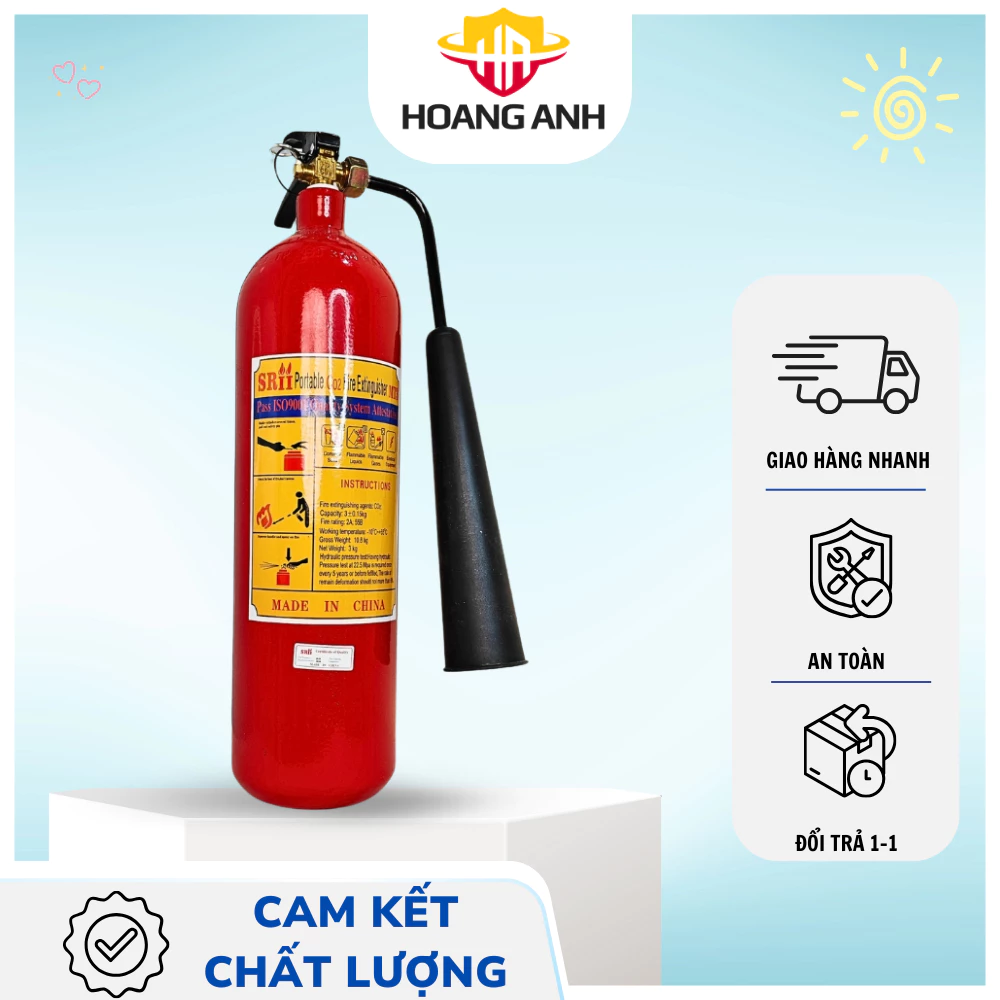 Bình chữa cháy xách tay MT3 CO2 Vinfire, chữa cháy ABC, hiệu quả tuyệt đối, dễ sử dụng