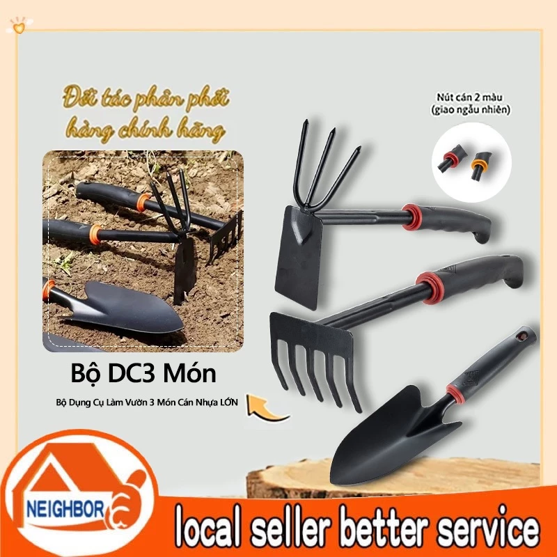 Dụng cụ làm vườn bằng thép gồm xẻng, cuốc, cào,Combo bộ món xẻng làm vườn hoa, bộ dụng cụ làm vườn