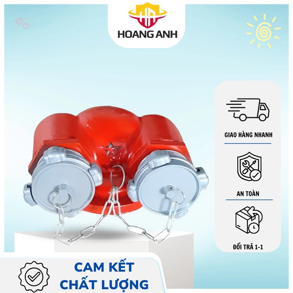 Họng tiếp nước chữa cháy 2 cửa D65, dụng cụ chữa cháy chuyên dụng, hàng Việt Nam kiểm định chất lượng cao