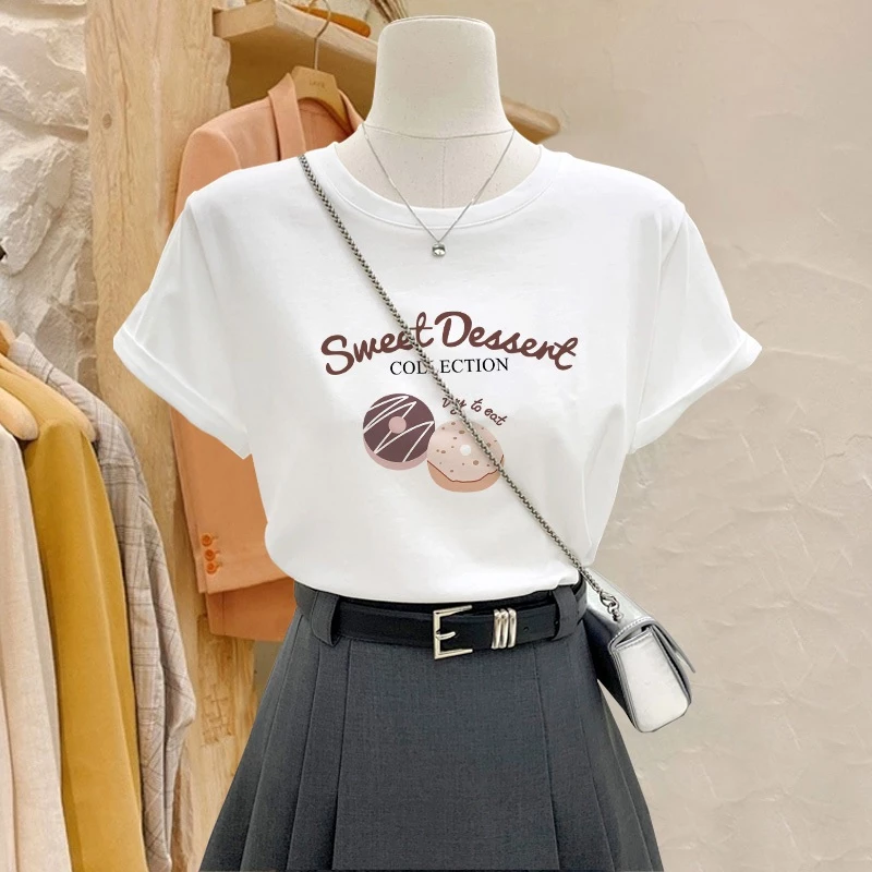 Áo phông nữ dáng vừa, áo thun nữ cộc tay, cổ tròn, cotton 100% mềm mịn, thoáng mát, in hình SWEET
