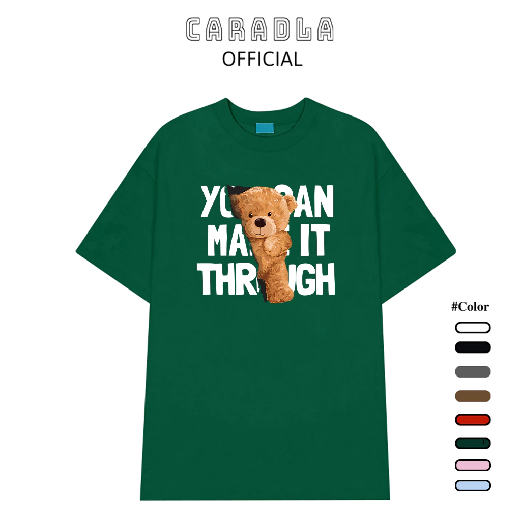 Áo Thun, Áo Phông Unisex Tay Lỡ CARADLA Mã TN HALFBEAR Chất Cotton Mềm Mịn Co Dãn Thoáng Mát Form Rộng Cho Nam Nữ