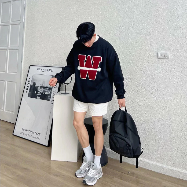 Áo Sweater bóng chày chữ W Hot Trend, dễ phối đồ ,dáng rộng, chất nỉ dày dặn