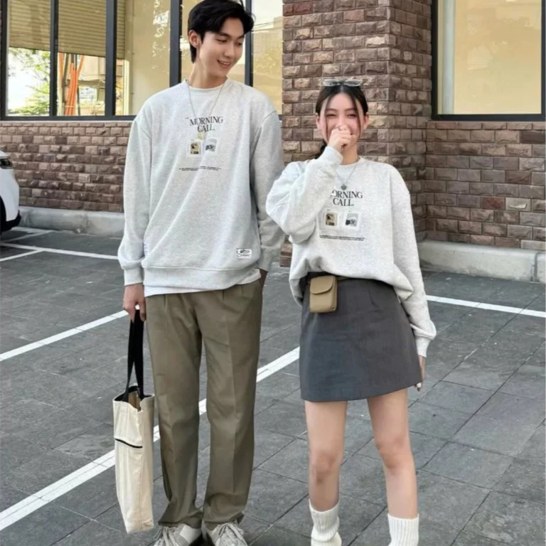 Áo hoodie, áo sweater unisex nỉ bông MORING CALL form suông rộng nam nữ mặc đều đẹp