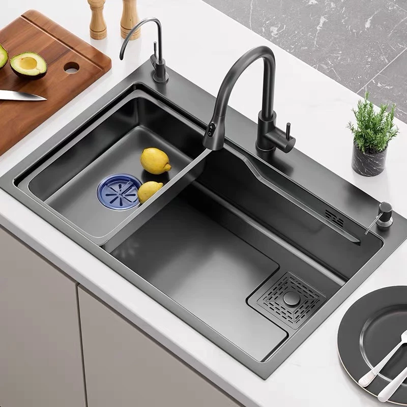 Chậu Rửa Bát 1 Hố Mart.home Kích Thước To 75*45cm Inox 304 Cao Cấp Phủ Nano Chống Xước  Bảo Hành 10 Năm