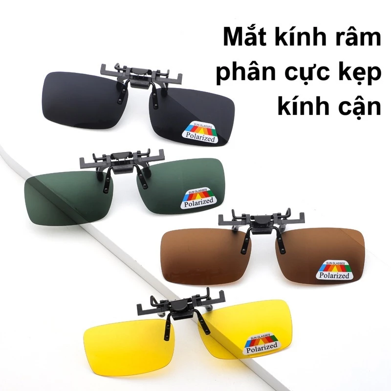 Kẹp kính râm vuông phân cực Polarized, Kính râm kẹp cho người cận UV400 Thời Trang Nam Nữ FERADO