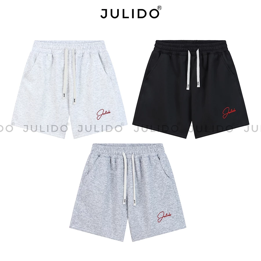 Quần Short Thêu Logo  JULIDO chất liệu nỉ 2 da  cao cấp co dãn,Dáng trên gối,Không bai xù