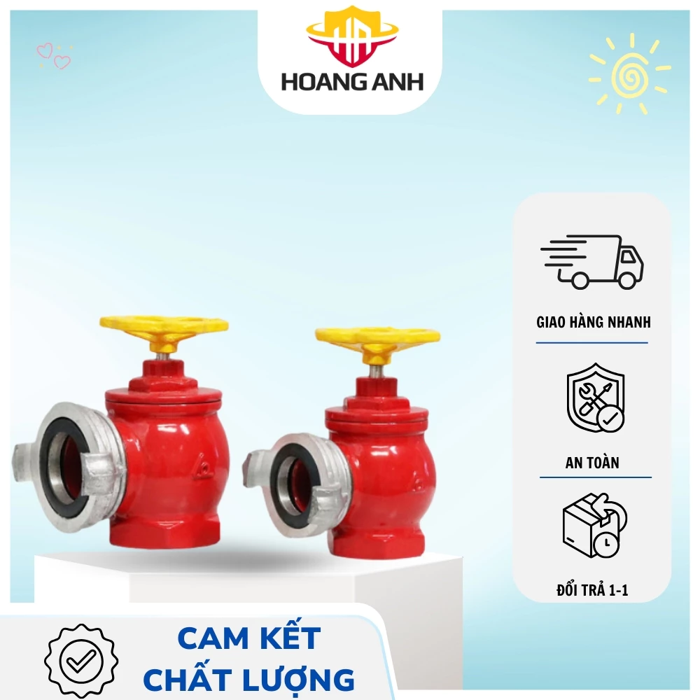 Van góc chữa cháy D50/65 có kèm theo ren, dụng cụ phòng cháy chữa cháy