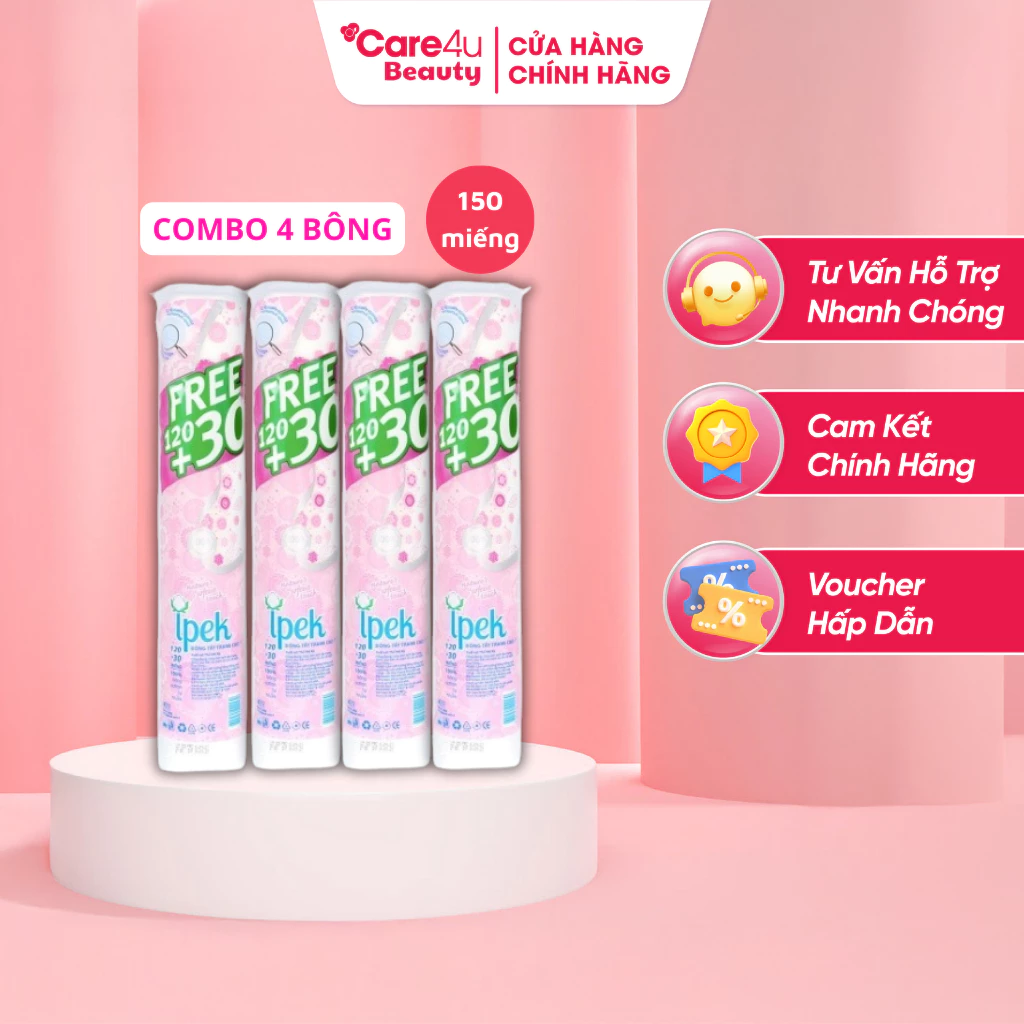 Combo 4 gói bông tẩy trang Ipek 150 miếng (4 x 150)
