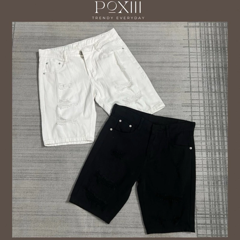 Quần Short Bò Wash Rách Bạch Công Tử Form Chuẩn - Jeans Ngố Nam Nữ Rách Hai Bên Vải Dày Dặn