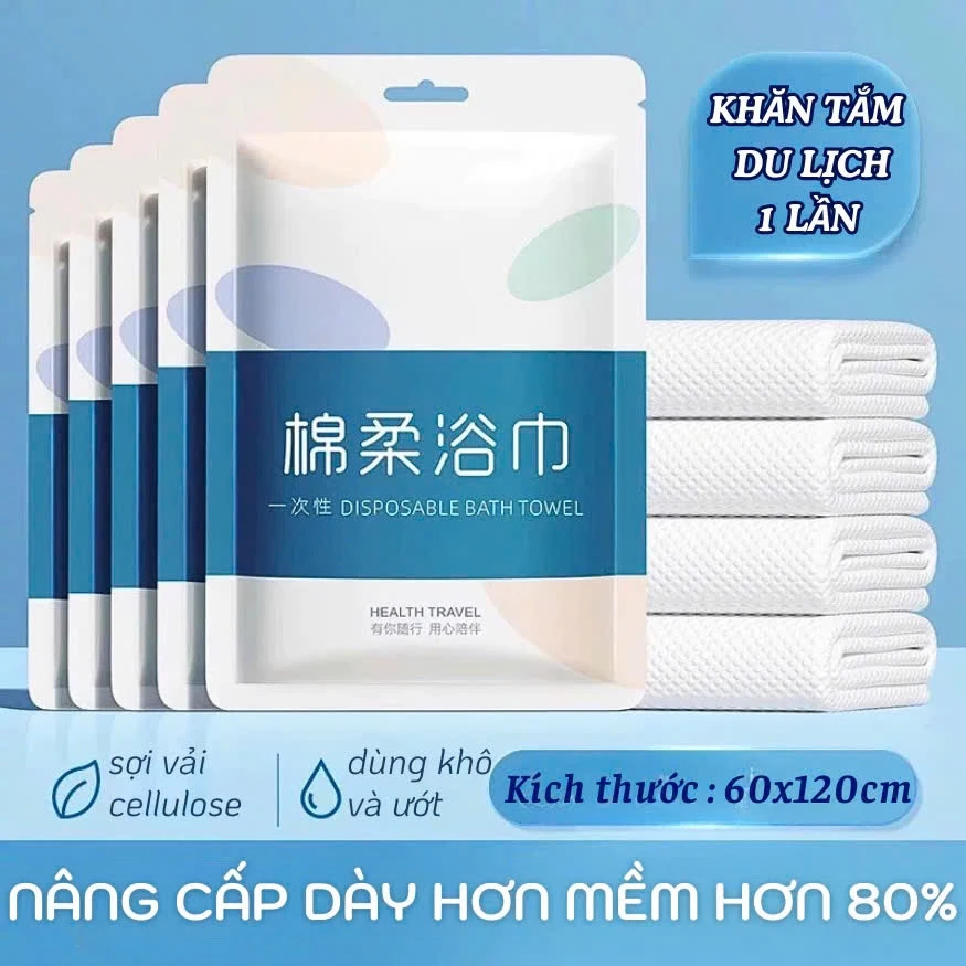 Khăn Tắm Du Lịch Dùng Một Lần KT 70x140Cm Tiện Lợi Mang Đi Du Lịch Thấm Hút Tốt