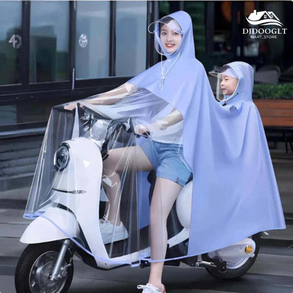 Áo Mưa DIDOOGLT Nửa Trước Trong Suốt - Áo Mưa Choàng Che Phủ Toàn Thân kèm Kính Chắn Mưa