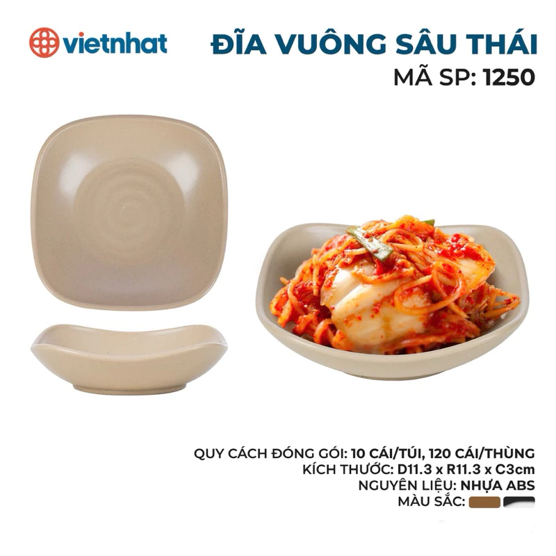 Đĩa phíp sâu lòng 3 size(1258/1259/1250) nhựa Việt Nhật - Đựng kim chi, đồ ăn kèm, đồ ăn vặt nhà hàng