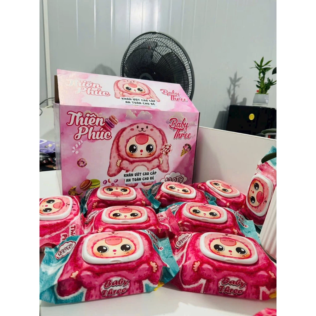 Thùng 32 gói khăn ướt baby Thiên Phúc không mùi không cồn, nước tinh khiết an oàn cho bé