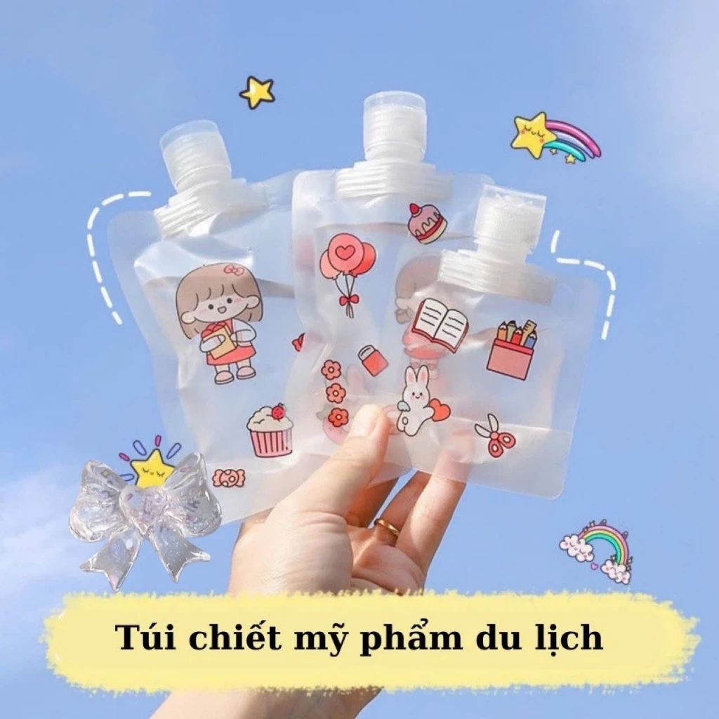 BÁN SỈ 10 Túi chiết mỹ phẩm du lịch đựng dầu gội, dầu xã, sữa tắm tiện lợi có thể tái sử dụng nhiều lần