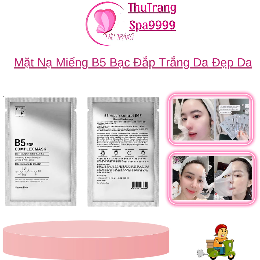 Mặt Nạ B5 Bạc Mask B5 BEL.V B5 Niacinamide EGF | Complex Mask Giúp Cấp Ẩm Dưỡng Trắng Phục Hồi Da