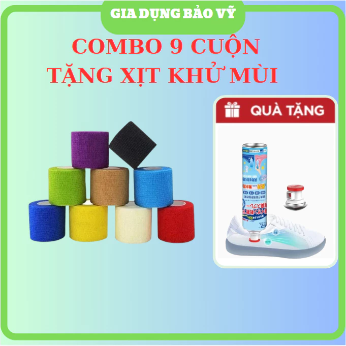 [MUA 1 TẶNG 1] COMBO 9 Cuộn Băng Cuốn Tự Dính, Băng Cuốn Cao Su Non, Băng Keo Thể Thao Chống Chấn Thương