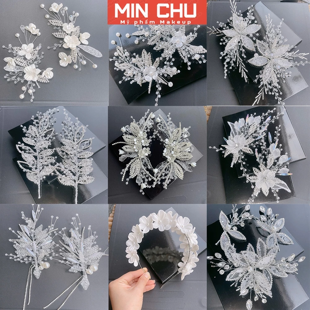 Hoa cài tóc cô dâu đính đá  mẫu cài tóc  mới nhất tại MIN CHU