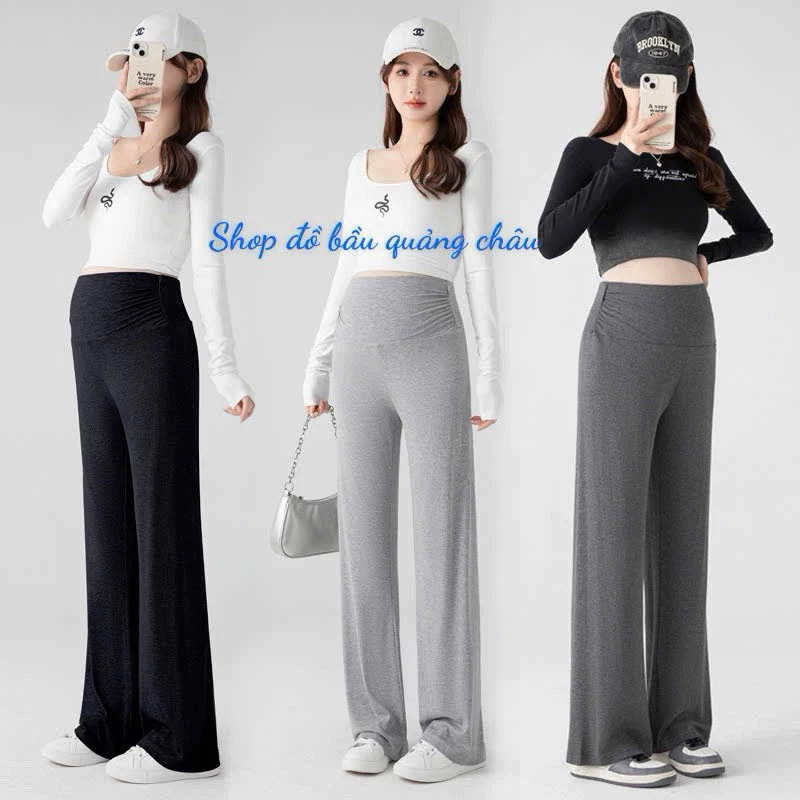 quần bầu ống rộng cotton mềm mại mát nhẹ ngày hè🤰mặc được cả trước và sau sinh