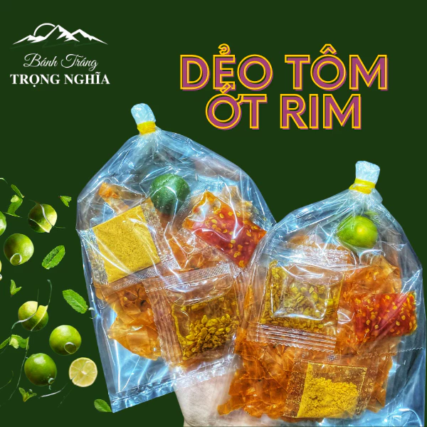 [5 Bịch] Bánh Tráng Dẻo Tôm ớt rim Trọng Nghĩa