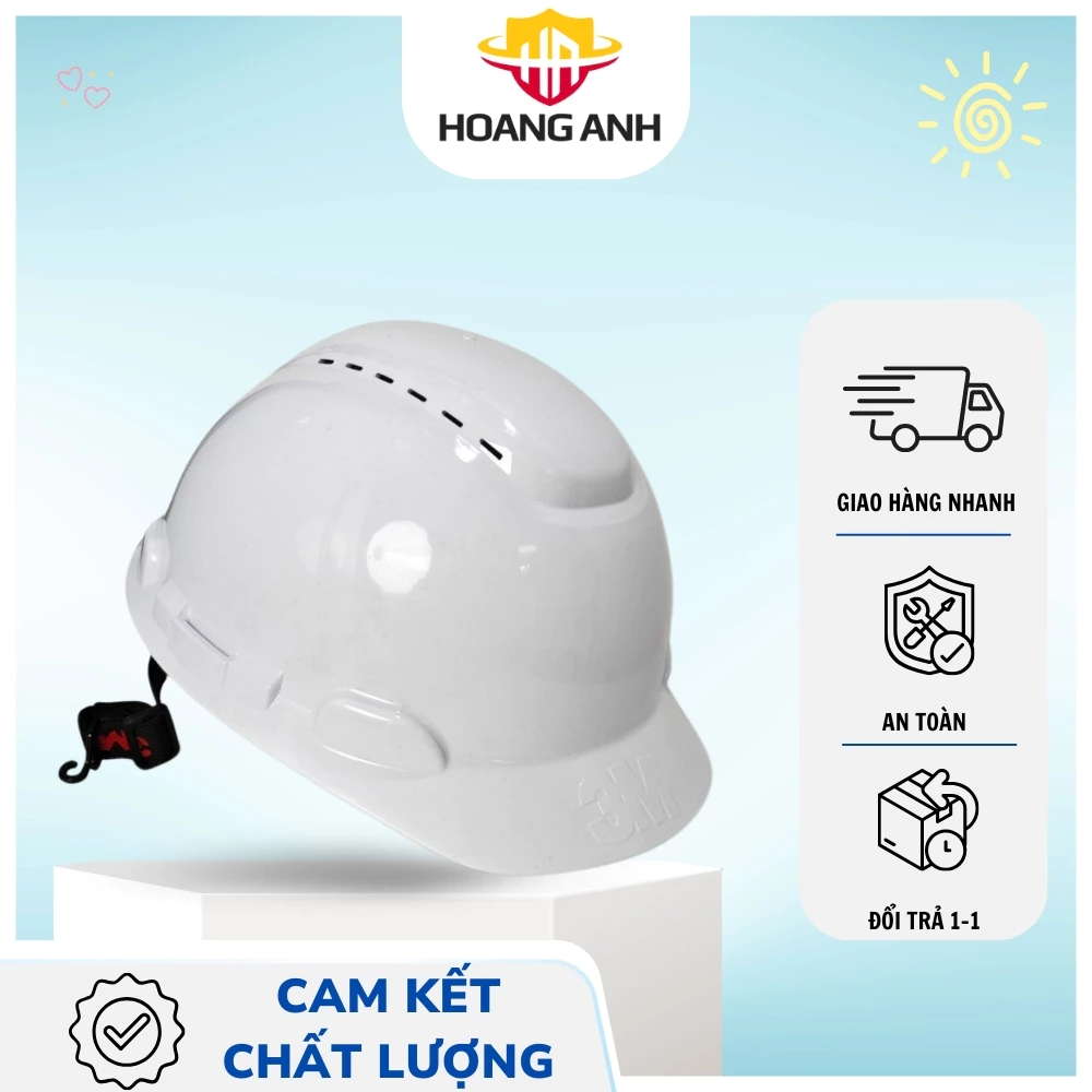 Mũ bảo hộ lao động 3M loại 2, có lỗ thoáng khí và loại thường giúp bảo vệ đầu khỏi các tác động trực tiếp từ môi trường
