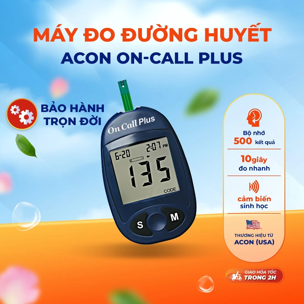Máy Đo Đường Huyết Acon On-Call Plus Đo Nhanh 10 Giây Bảo Hành Trọn Đời - Cho Kết Quả Chính Xác