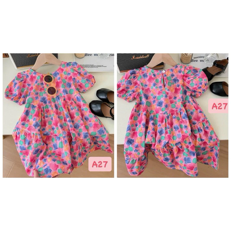 Đầm Trẻ Em Thiết Kế Maxi Hoa Hồng Đi Du Lịch Siêu Nổi Bậc [MiuMiu Kids A27]