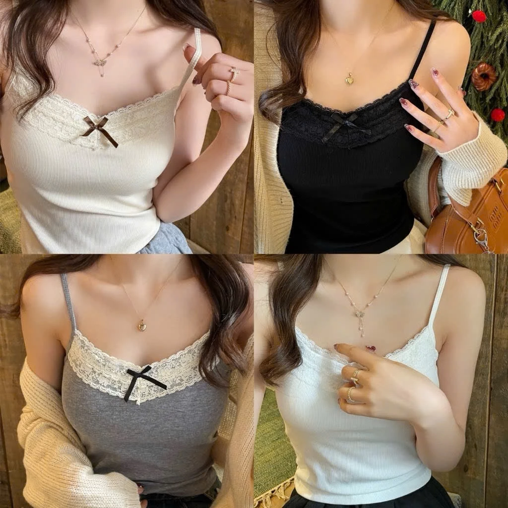 Áo Bra Viền Ren đính nơ chất cottong tăm cao cấp, có mút ngực_A1048