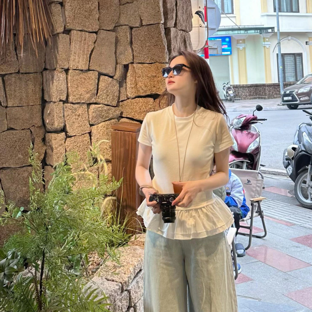 Áo Thun Nữ Phối Bèo Ngắn Tay Xinh Xắn Phong Cách Tiểu Thư, Điệu Đà Chất Liệu Mềm Mại Thoáng Mát BUN222