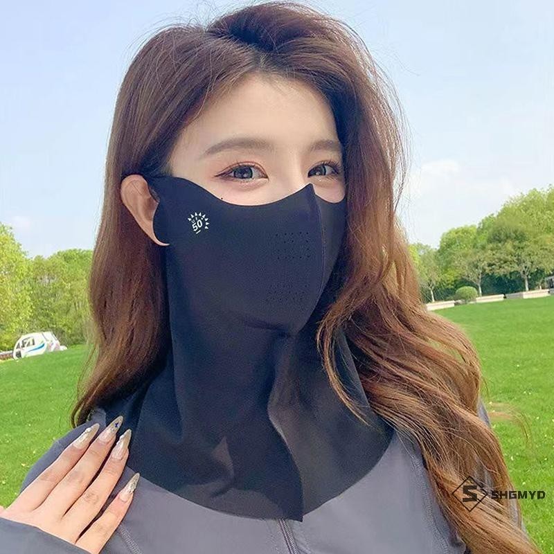 【Hwang】Khẩu trang chống tia cực tím mùa hè dành cho nữ Băng lụa Mặt nạ bọc ngoài trời Vỏ bọc thể thao Đi xe đạp