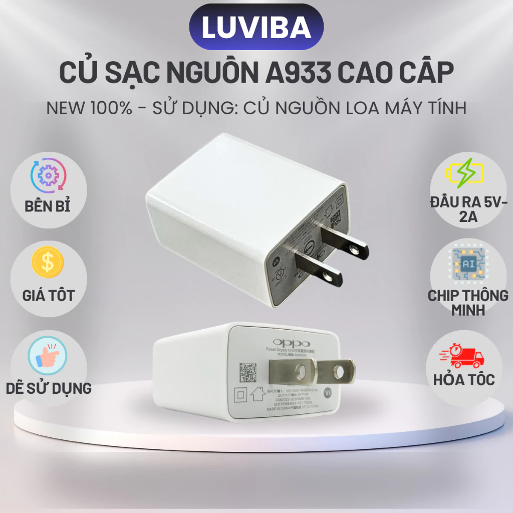 Củ sạc nhanh, cục nguồn A933 cho loa máy tính xuất 5V2A cao cấp LUVIBA A933