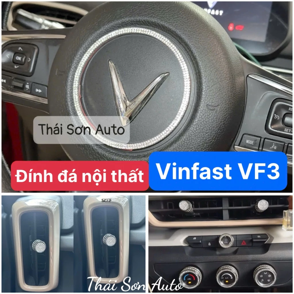 Đính đá nội thất xe Vinfast VF3 sang trọng, chất liệu đá cao cấp Swarovski
