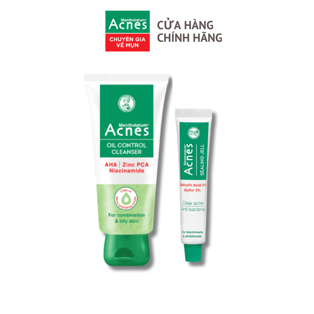 [VB] Combo làm sạch, chăm sóc da mụn đầu đen hiệu quả Acnes (Sữa rửa mặt 100g + Gel giảm mụn 18g)