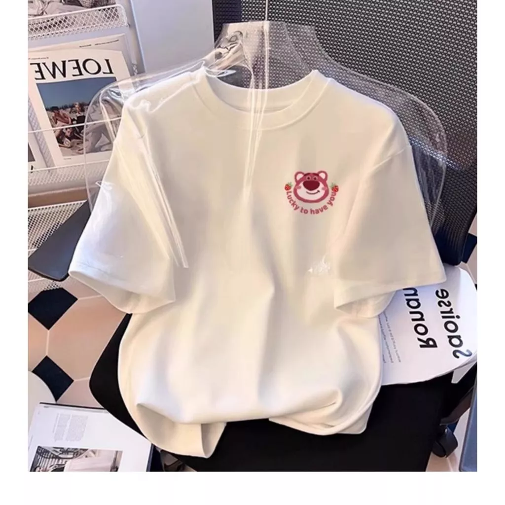 Áo Thun Cotton Nữ Form Vừa – Chất Liệu Mềm Mại, Thoáng Mát, Dễ Phối Đồ In Gấu Ngực