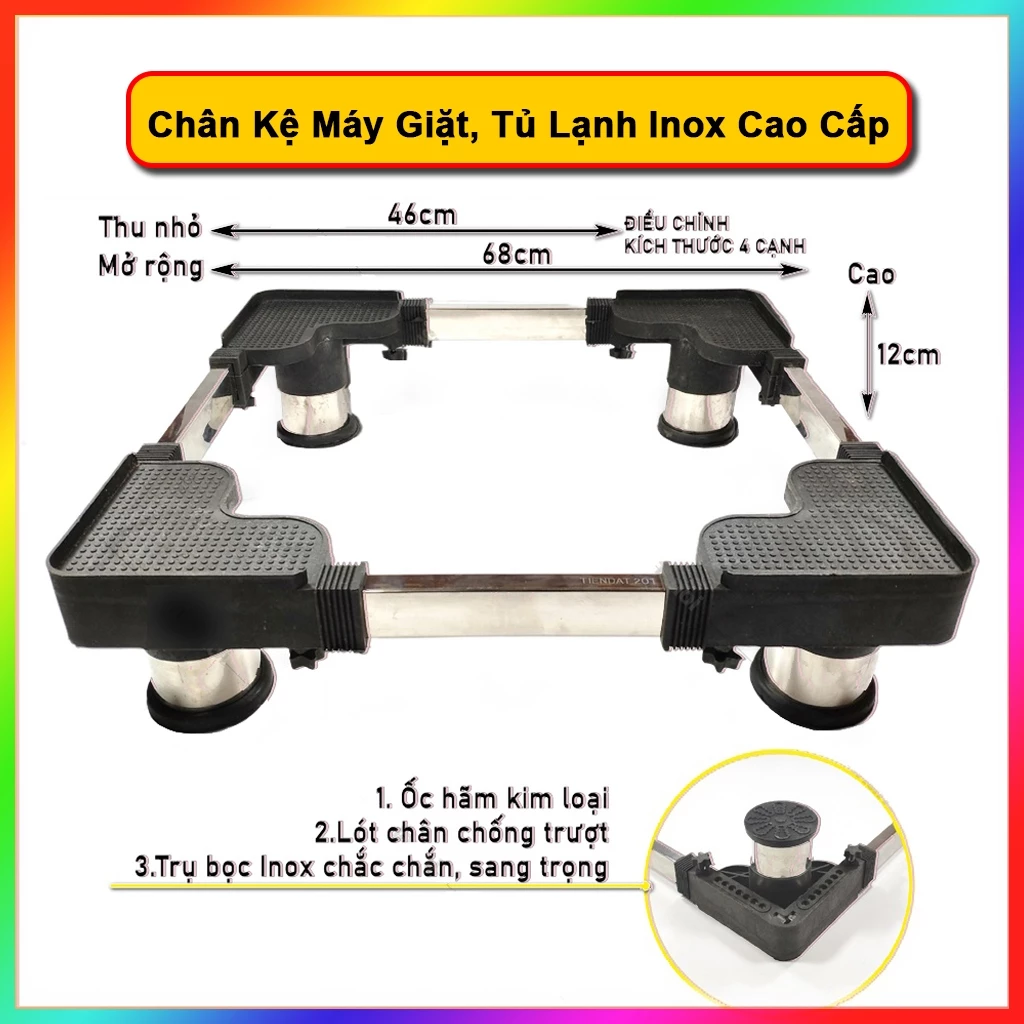 Chân Kệ Máy Giặt, Tủ Lạnh Và Máy Lọc Nước Inox Chống Rung